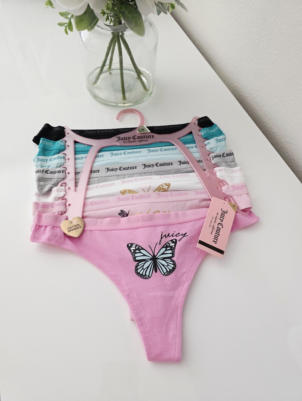JUICY COUTURE💘 Brand New 7-Pack Cotton Spandex Thongs SIZE M